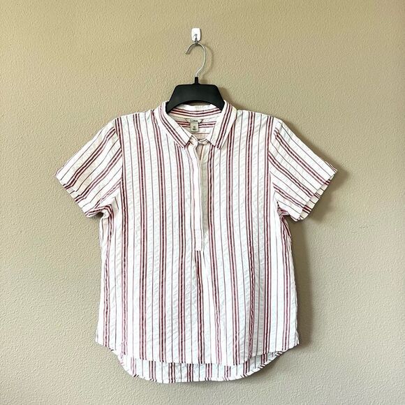 L. L. Bean Striped Half Button Front Top - Picture 1 of 8